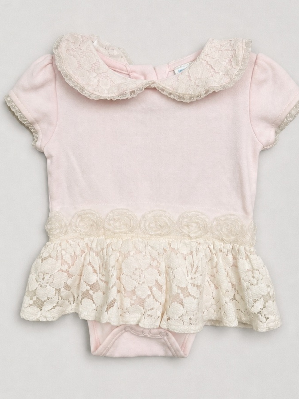 Edgehill Collection Light Pink Lace Trim Peplum Bodysuit size 6 months